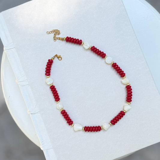 red beaded necklace