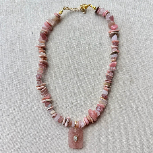blush stone pendant necklace