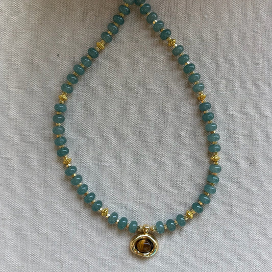 sea glass & gold necklace